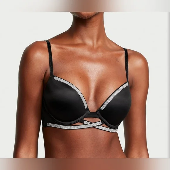 NWOT Victoria's Secret Very Sexy Shine Cradle Push-Up Bra Black Size 36C - Picture 1 of 9